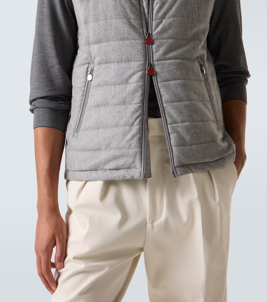 Kiton Suede-trimmed Cashmere-blend Vest In Gray