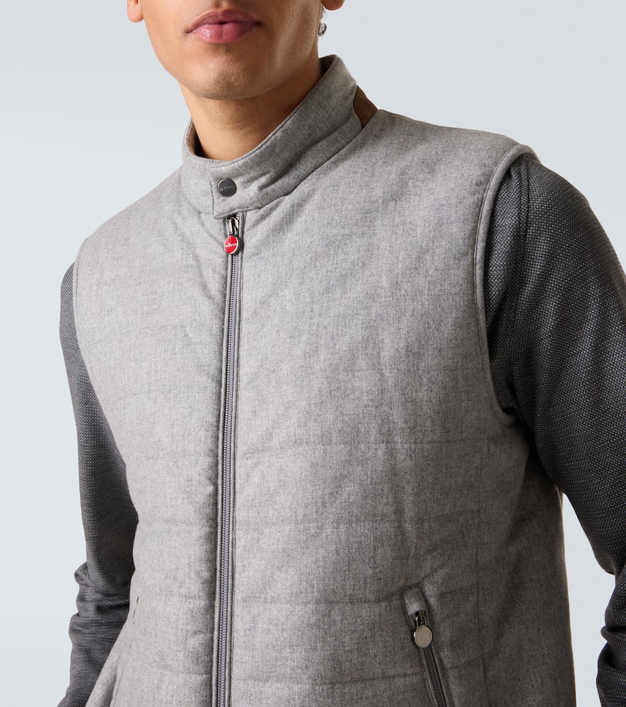 Kiton Suede-trimmed Cashmere-blend Vest In Gray