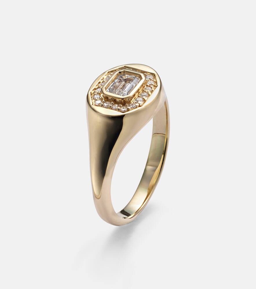 Stone And Strand Essential Splurge 14kt Gold Pinky Ring With Diamonds In Gold