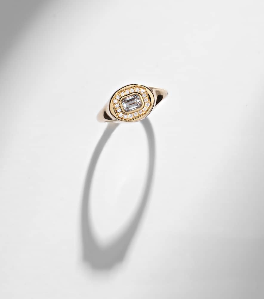 Stone And Strand Essential Splurge 14kt Gold Pinky Ring With Diamonds In Gold
