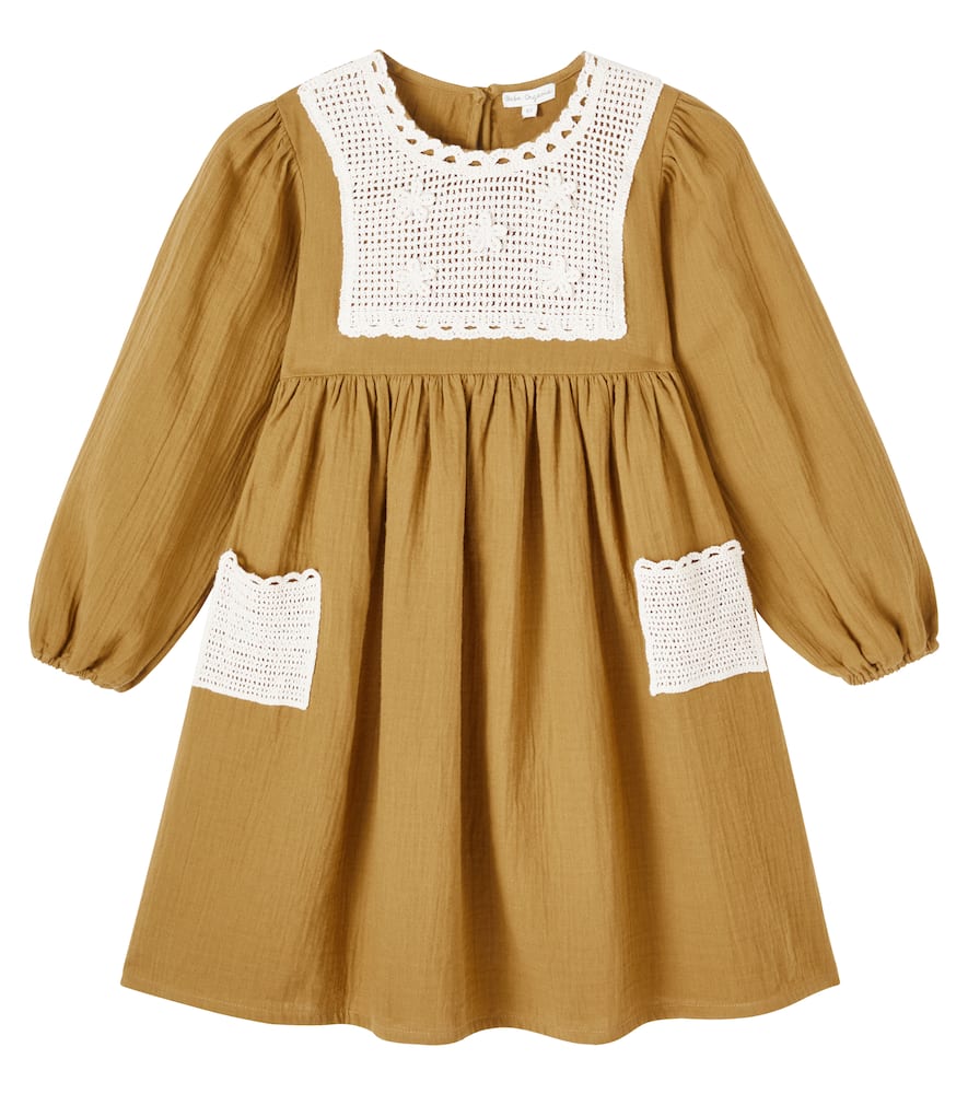Bebe Organic Myla Crochet Cotton Dress In Brown