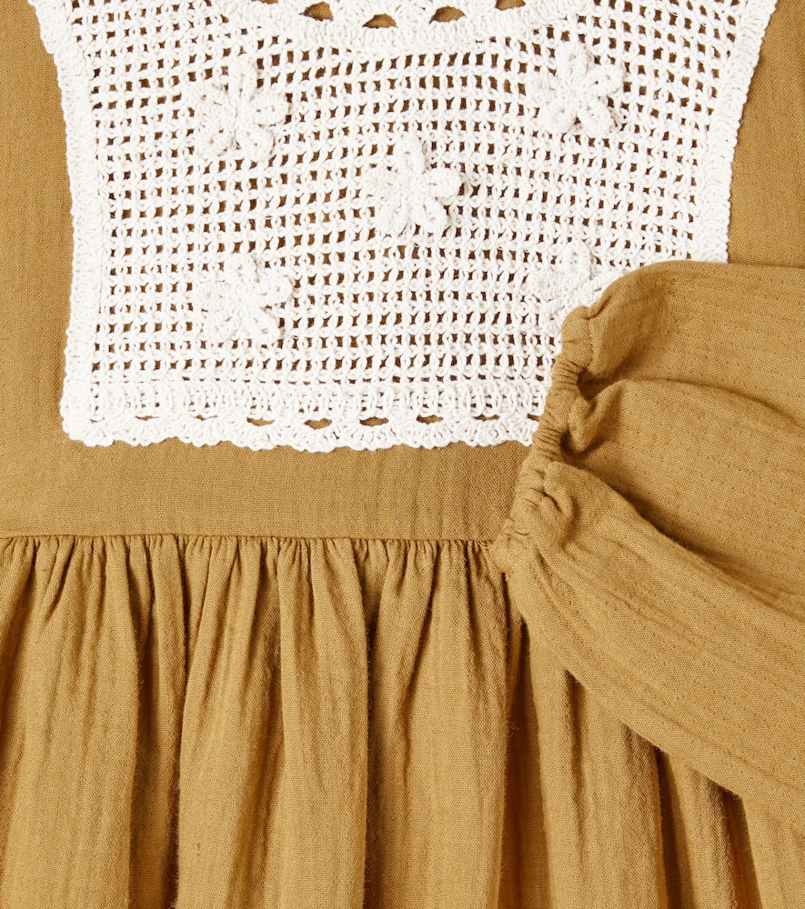 Bebe Organic Myla Crochet Cotton Dress In Brown