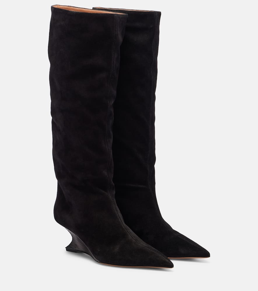 Paris Texas Nina 50 Suede Knee-high Boots In Black