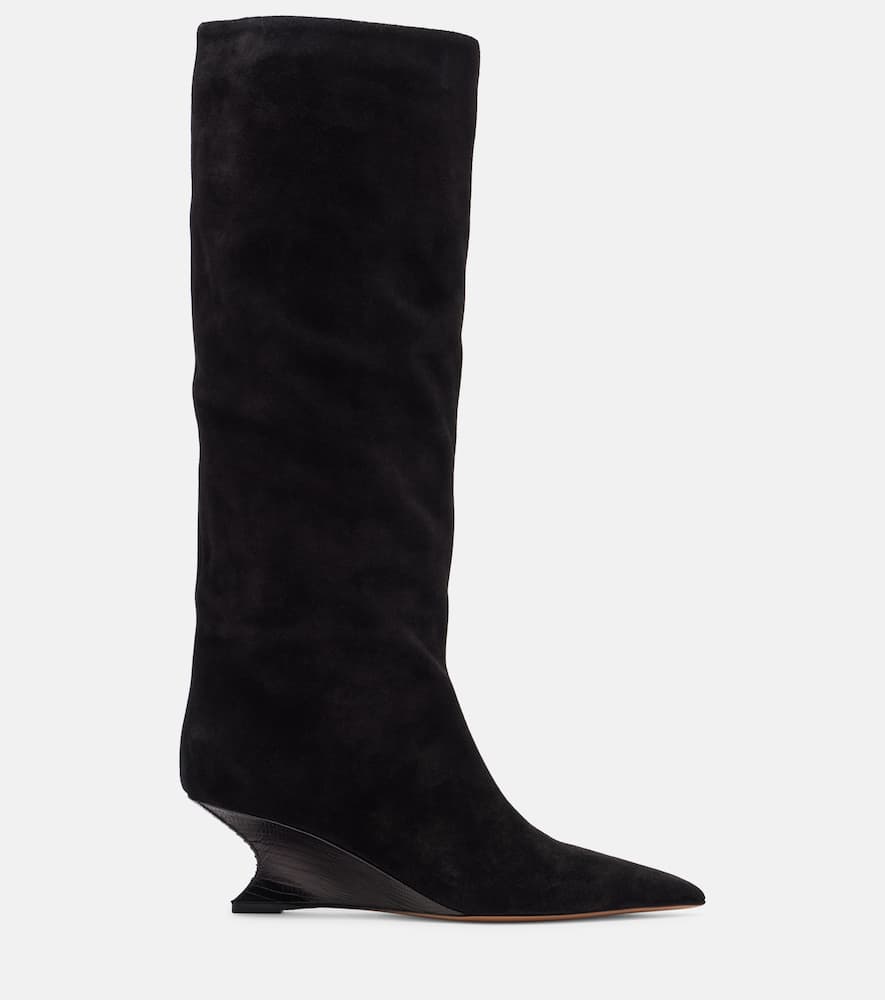 Paris Texas Nina 50 Suede Knee-high Boots In Black