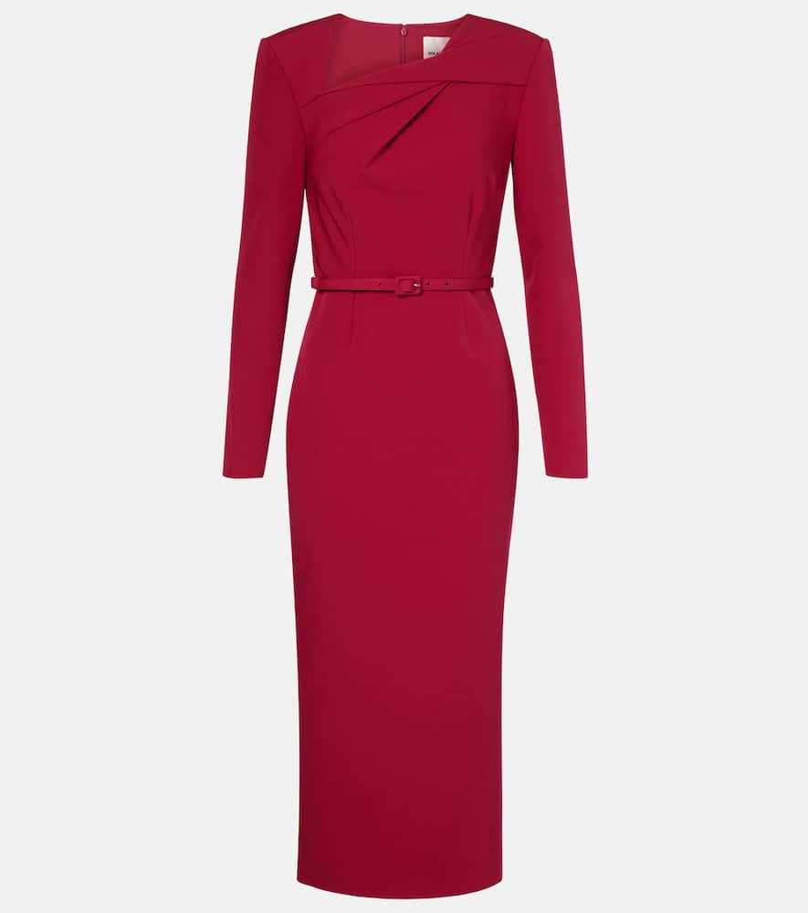 Roland Mouret Belted Crêpe Midi Dress In Red