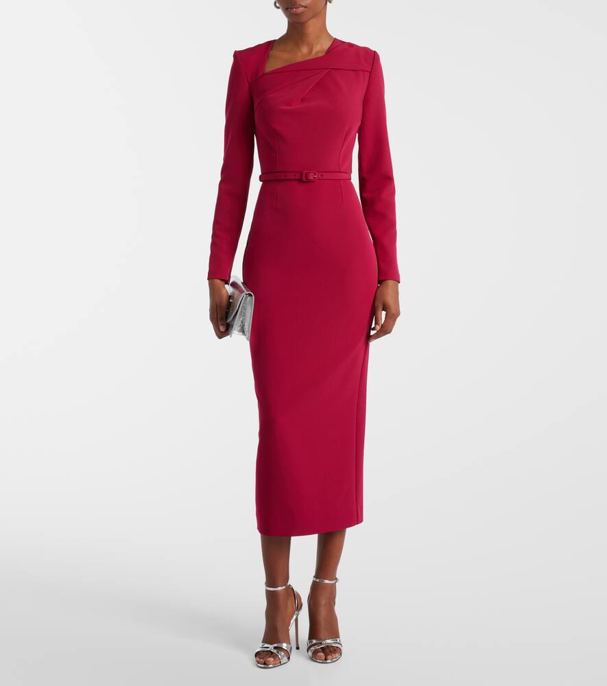 Roland Mouret Belted Crêpe Midi Dress In Red