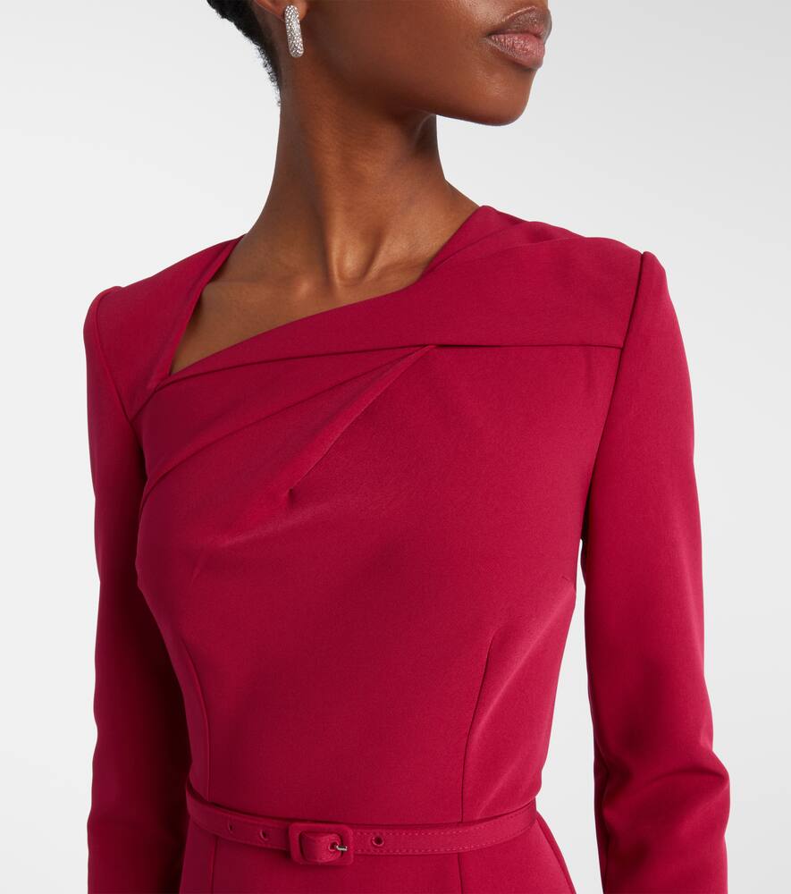 Roland Mouret Belted Crêpe Midi Dress In Red