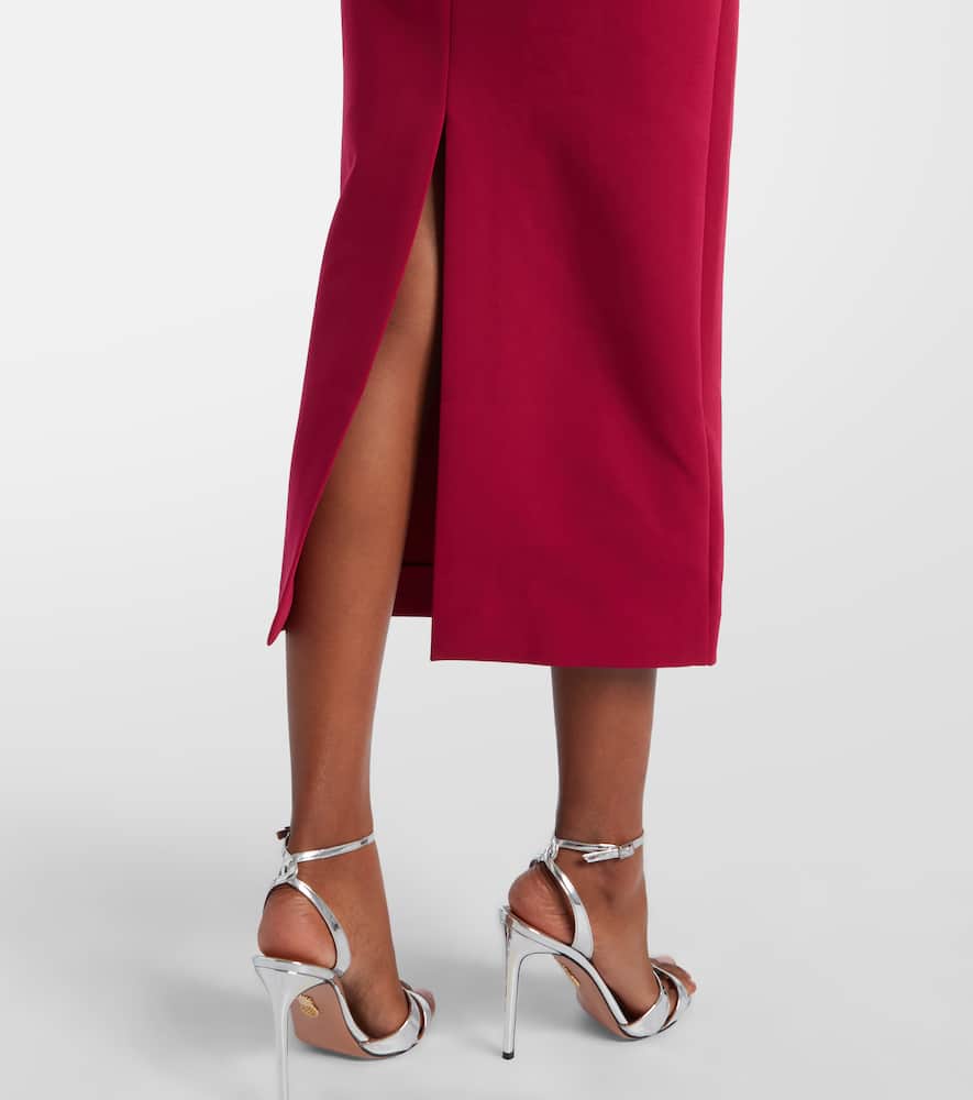 Roland Mouret Belted Crêpe Midi Dress In Red