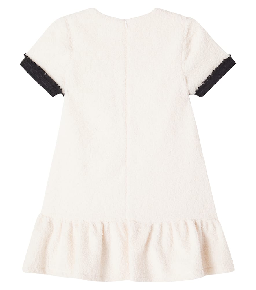 Patachou Fringed Fleece Dress In White