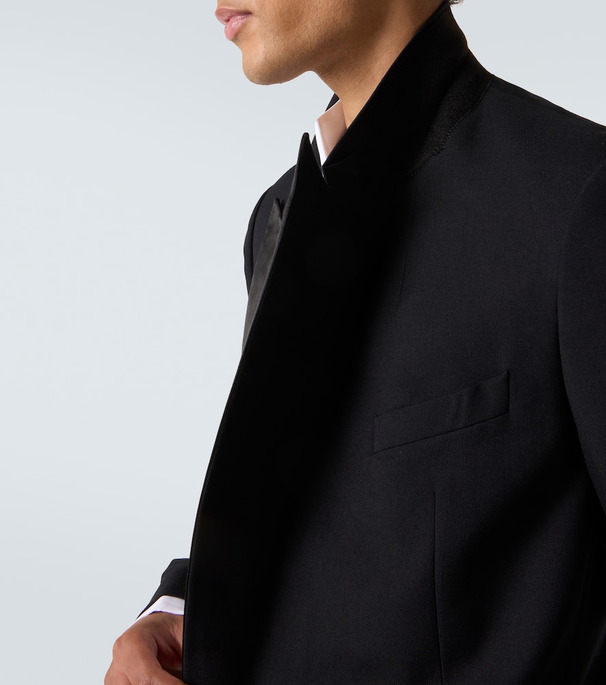 Dries Van Noten Double-breasted Wool And Silk Suit Jacket In Blue