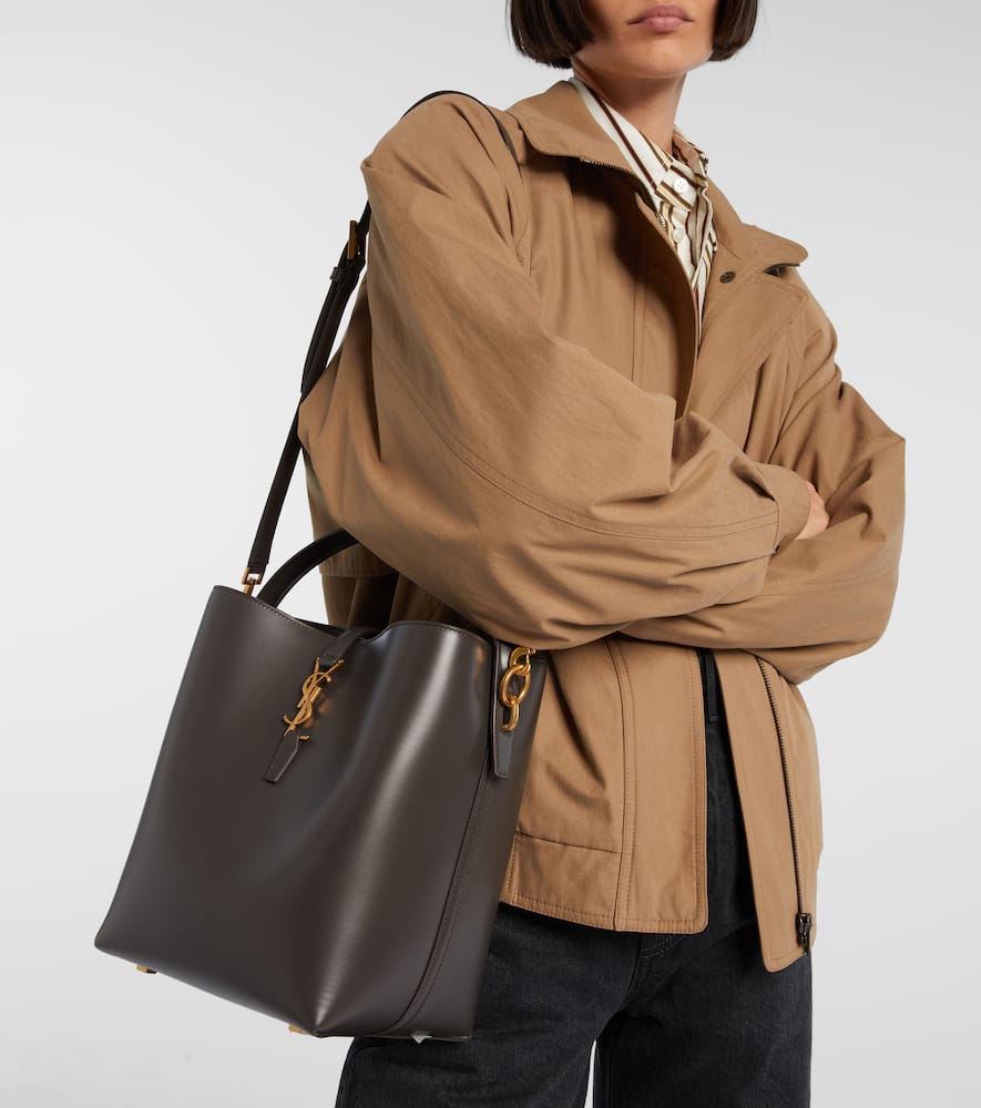 Saint Laurent Le 37 Cassandre Leather Bucket Bag In Brown