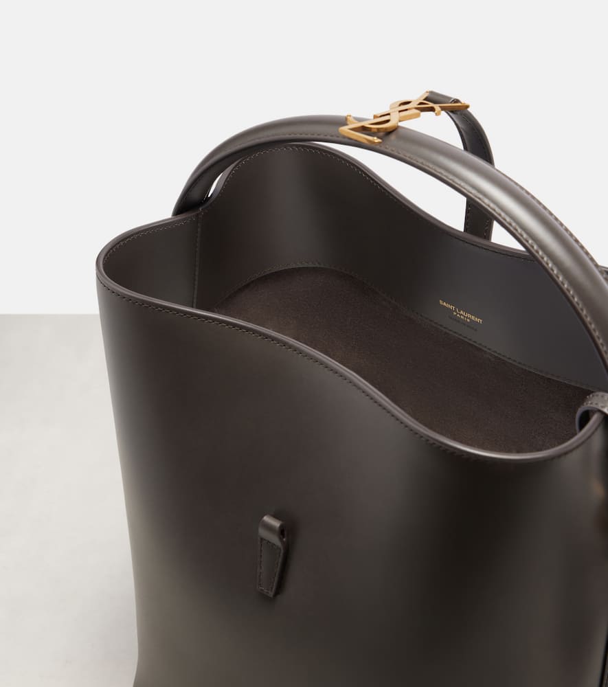 Saint Laurent Le 37 Cassandre Leather Bucket Bag In Brown