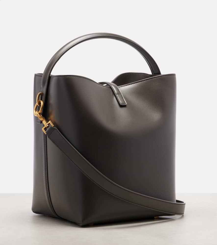 Saint Laurent Le 37 Cassandre Leather Bucket Bag In Brown