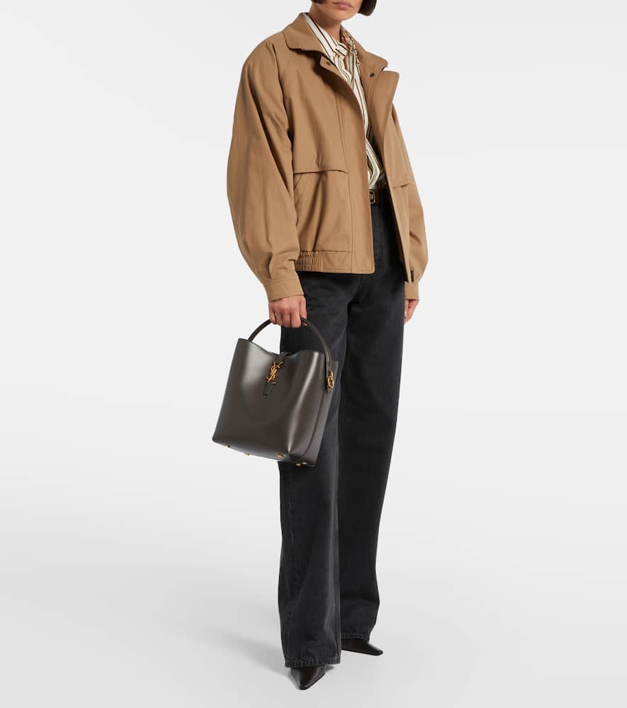 Saint Laurent Le 37 Cassandre Leather Bucket Bag In Brown