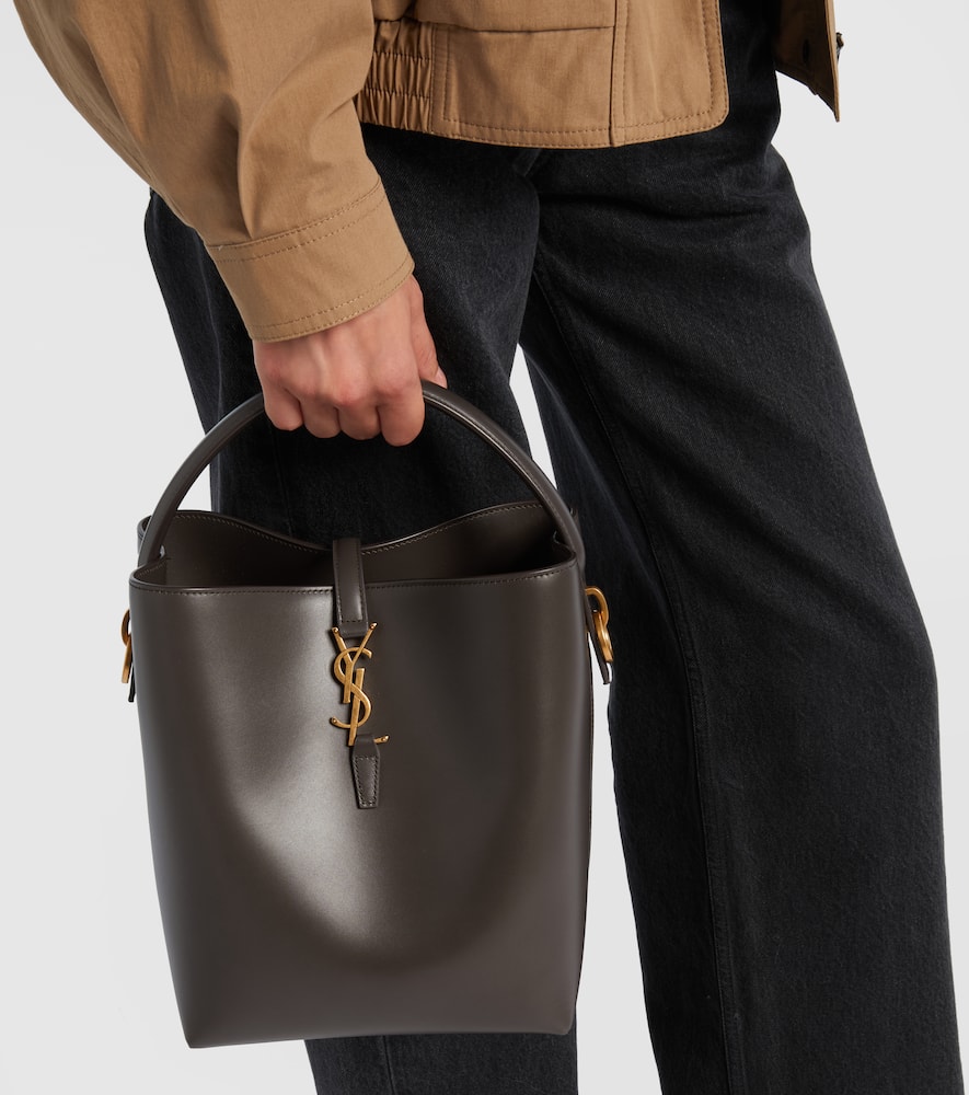 Saint Laurent Le 37 Cassandre Leather Bucket Bag In Brown