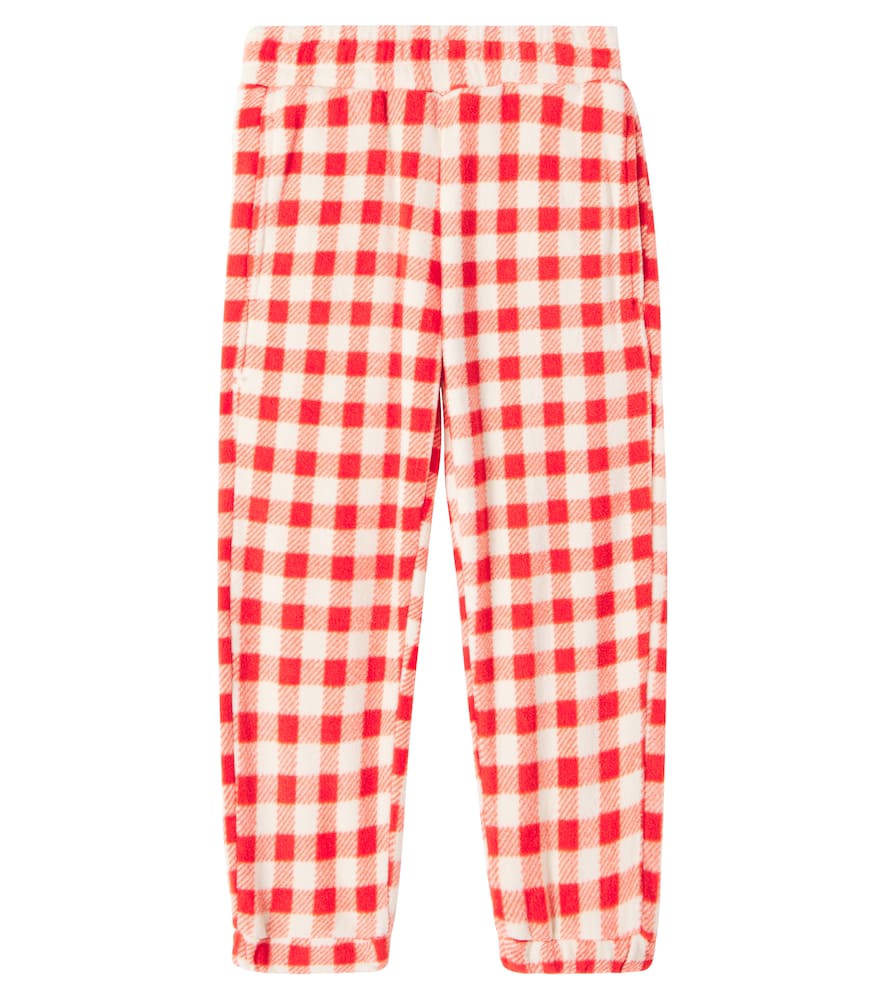 Mini Rodini Kids' Gingham Fleece Sweatpants In Red