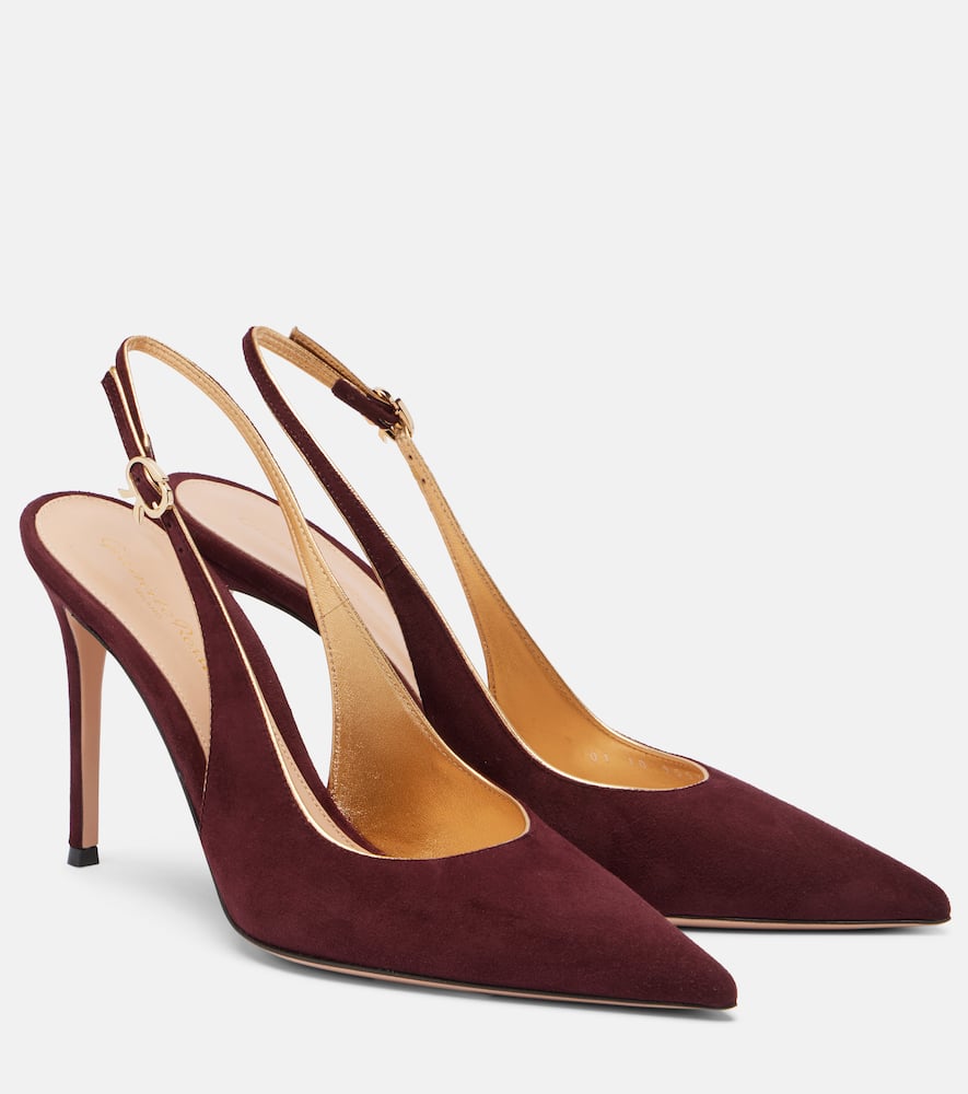 Gianvito Rossi 95 Metallic Leather-trimmed Suede Slingback Pumps In Multi