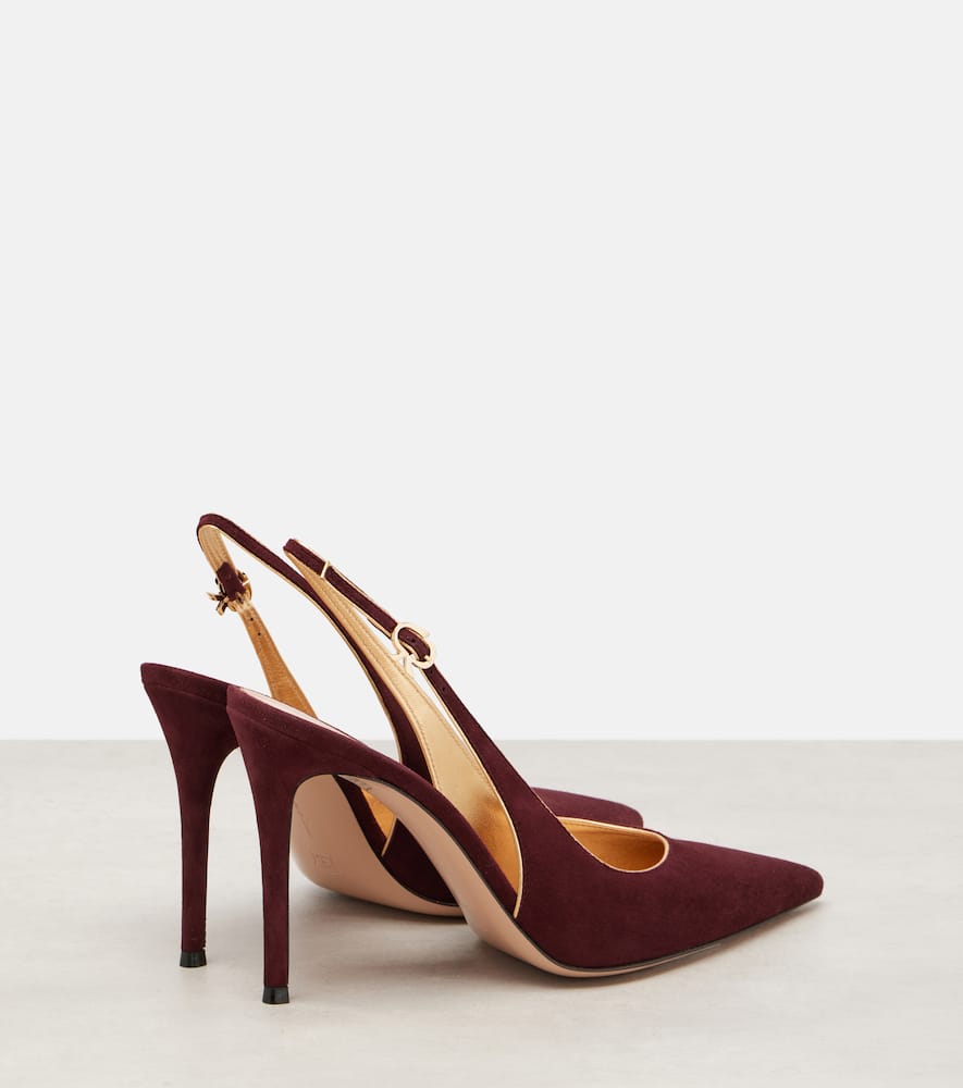 Gianvito Rossi 95 Metallic Leather-trimmed Suede Slingback Pumps In Multi