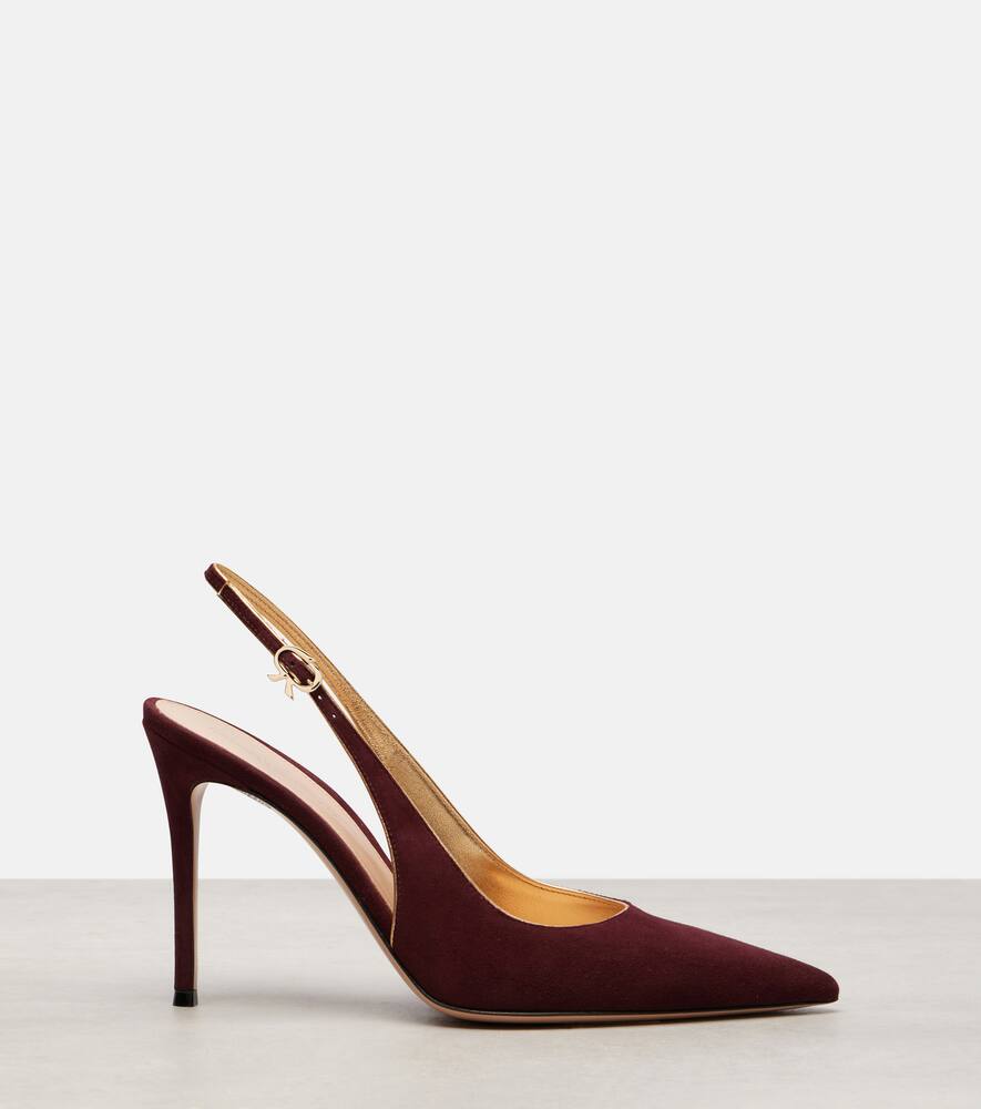 Gianvito Rossi 95 Metallic Leather-trimmed Suede Slingback Pumps In Multi