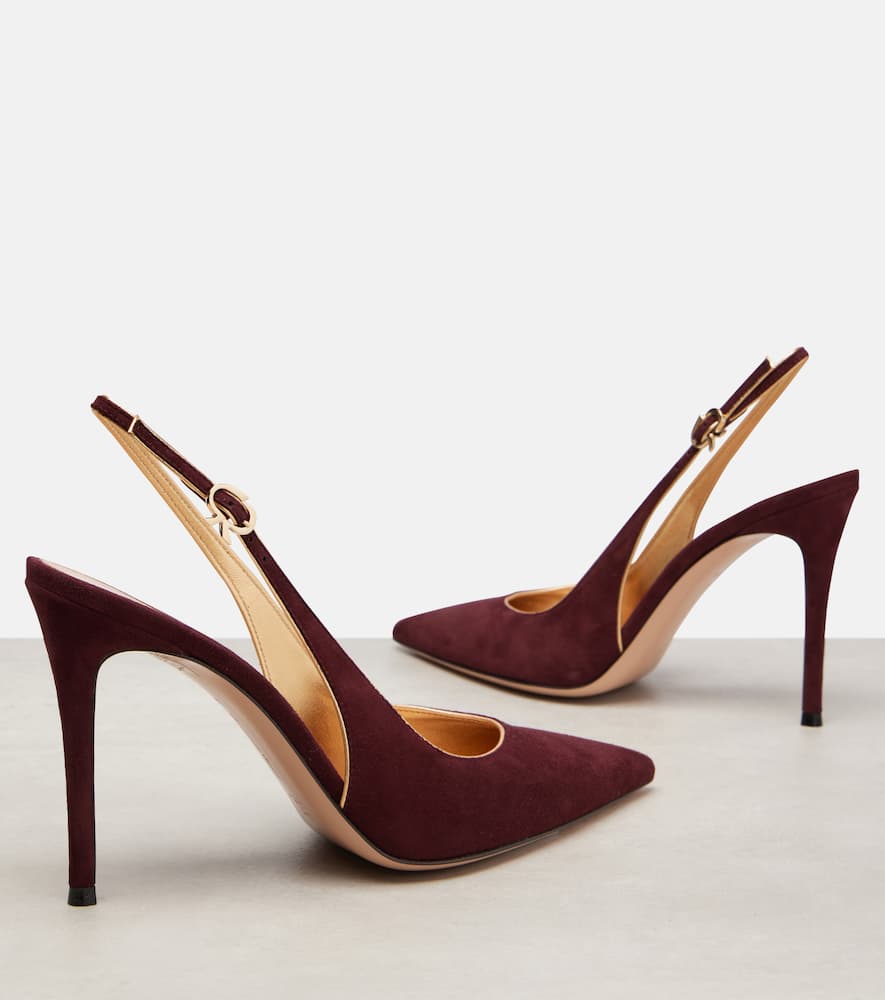 Gianvito Rossi 95 Metallic Leather-trimmed Suede Slingback Pumps In Multi