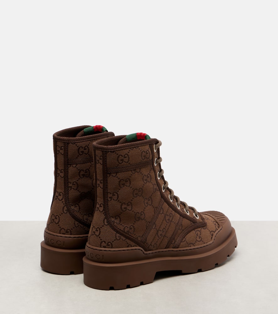 Gucci New Sherlin Gg Canvas Ankle Boots In Animal Print