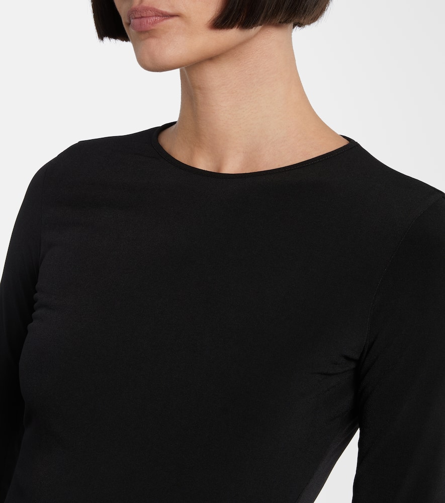 Coperni Gathered Leather-trimmed Top In Black