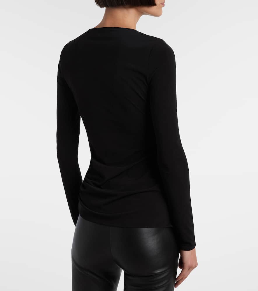 Coperni Gathered Leather-trimmed Top In Black