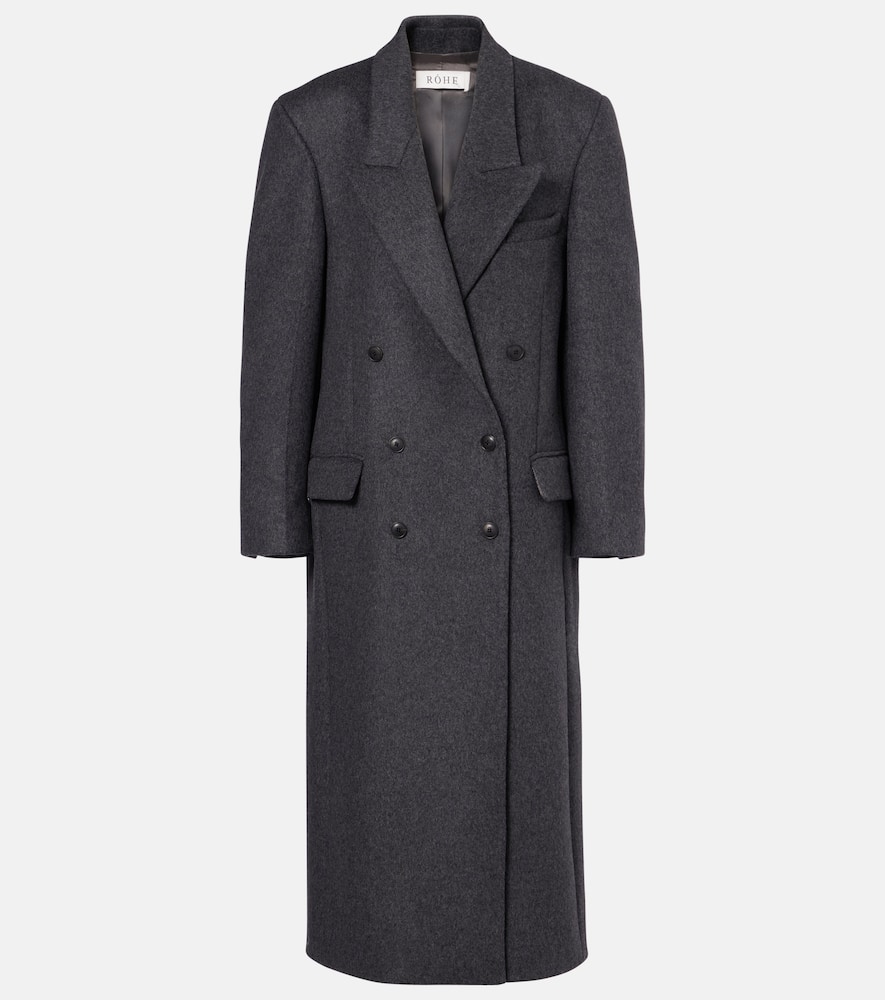 Rohe Double-breasted Wool-blend Coat In Gray
