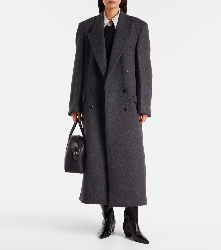 Rohe Double-breasted Wool-blend Coat In Gray