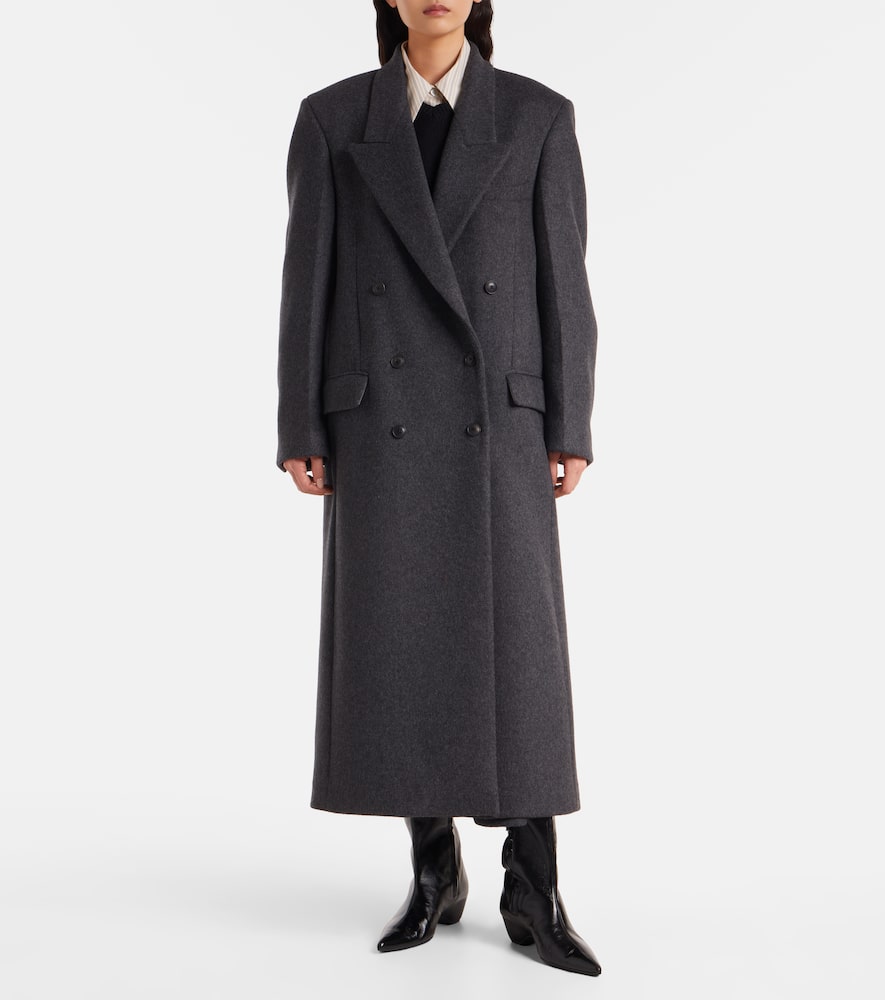 Rohe Double-breasted Wool-blend Coat In Gray