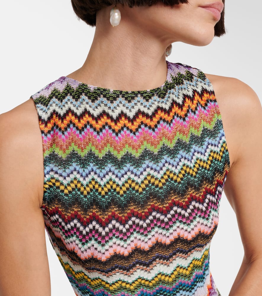 Missoni Zig Zag Open-back Lamé Minidress In Multi