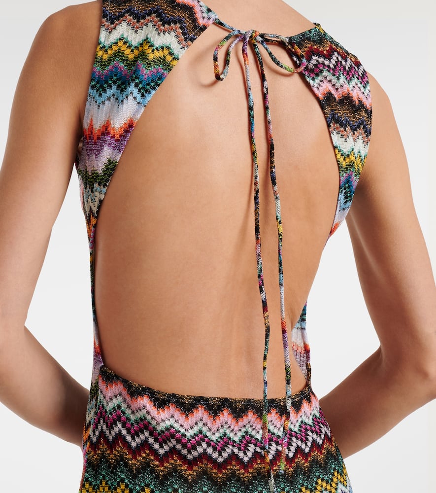 Missoni Zig Zag Open-back Lamé Minidress In Multi