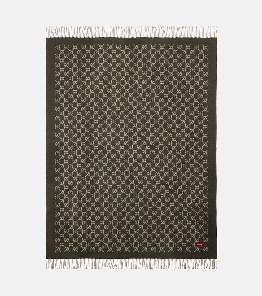 Gucci Unisex Green Gg Reversible Wool And Cashmere Blanket - Mytheresa