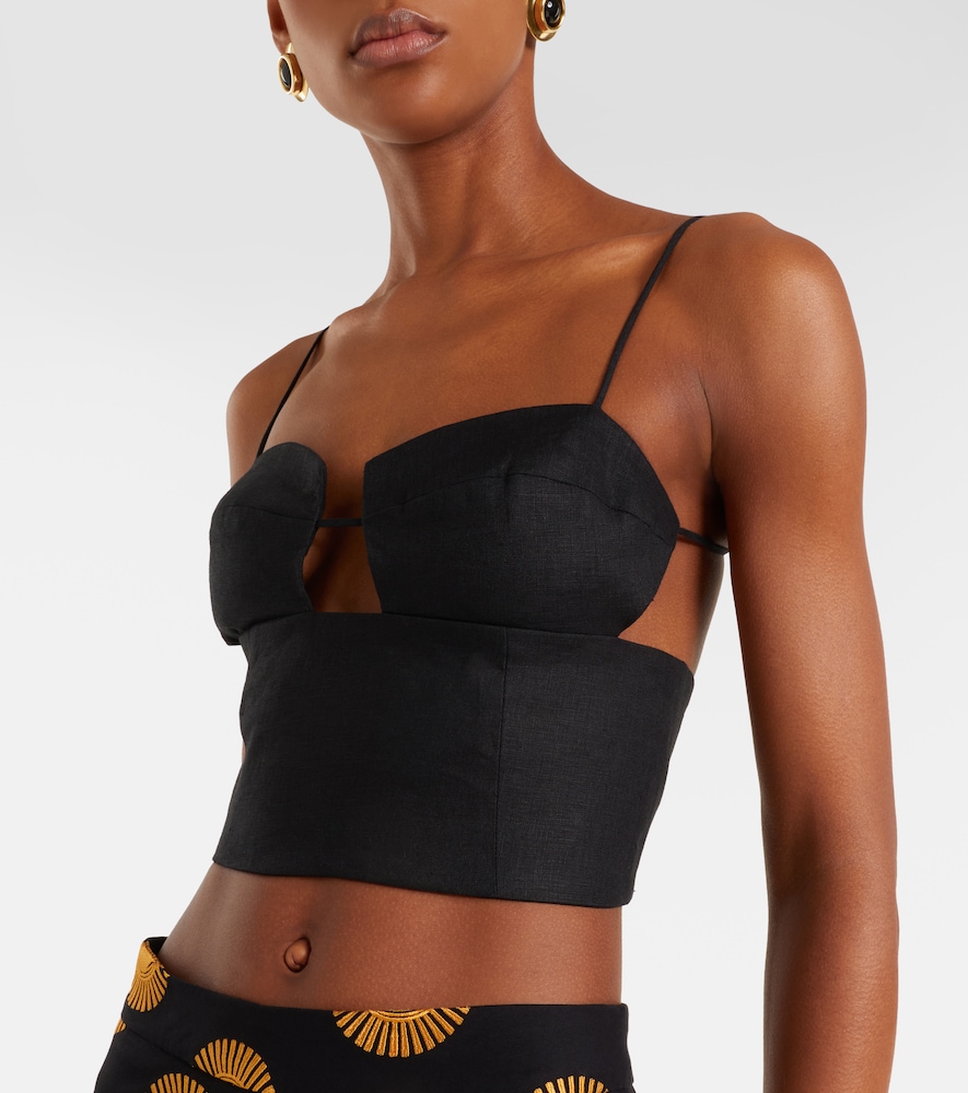 Imperia Cutout Linen Crop Top