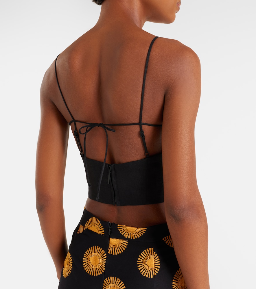  Cala De La Cruz Cala De La Cruz Imperia Cutout Linen Crop Top 
