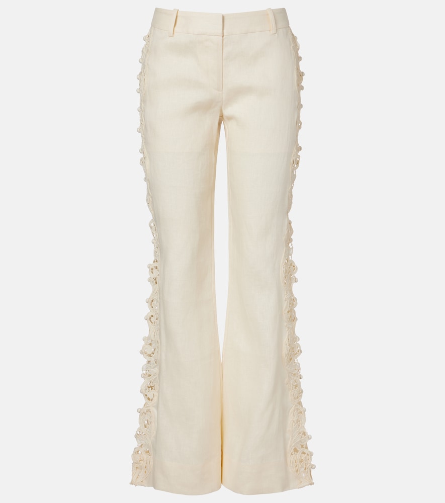 Zimmermann Awaken embroidered linen flared pants