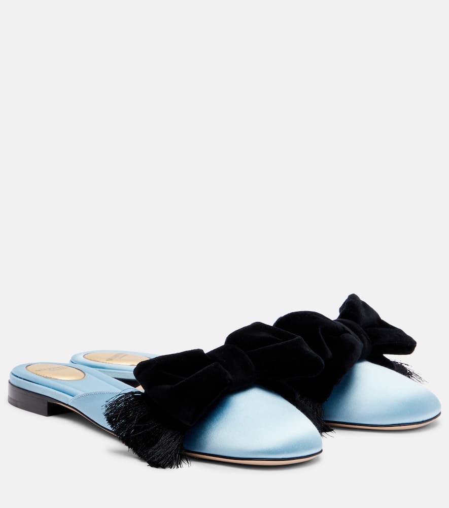 Valentino Reinette Bow-detail Satin Mules In Blue