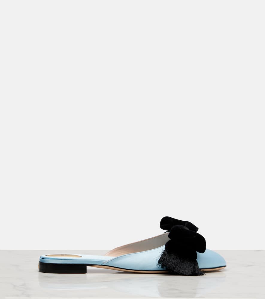 Valentino Reinette Bow-detail Satin Mules In Blue