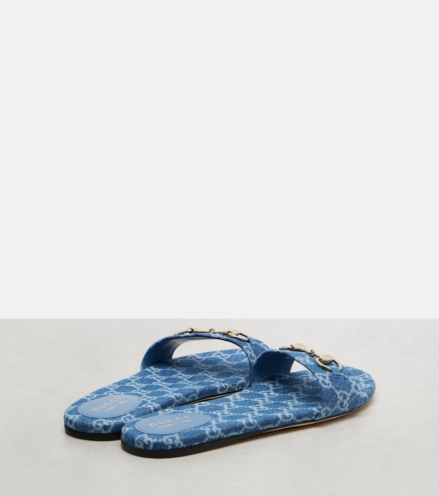  Gucci Gucci Horsebit Gg Denim Slides 