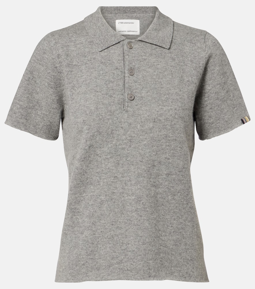 Extreme Cashmere N°198 Salamander Cashmere-blend Polo Shirt In Gray