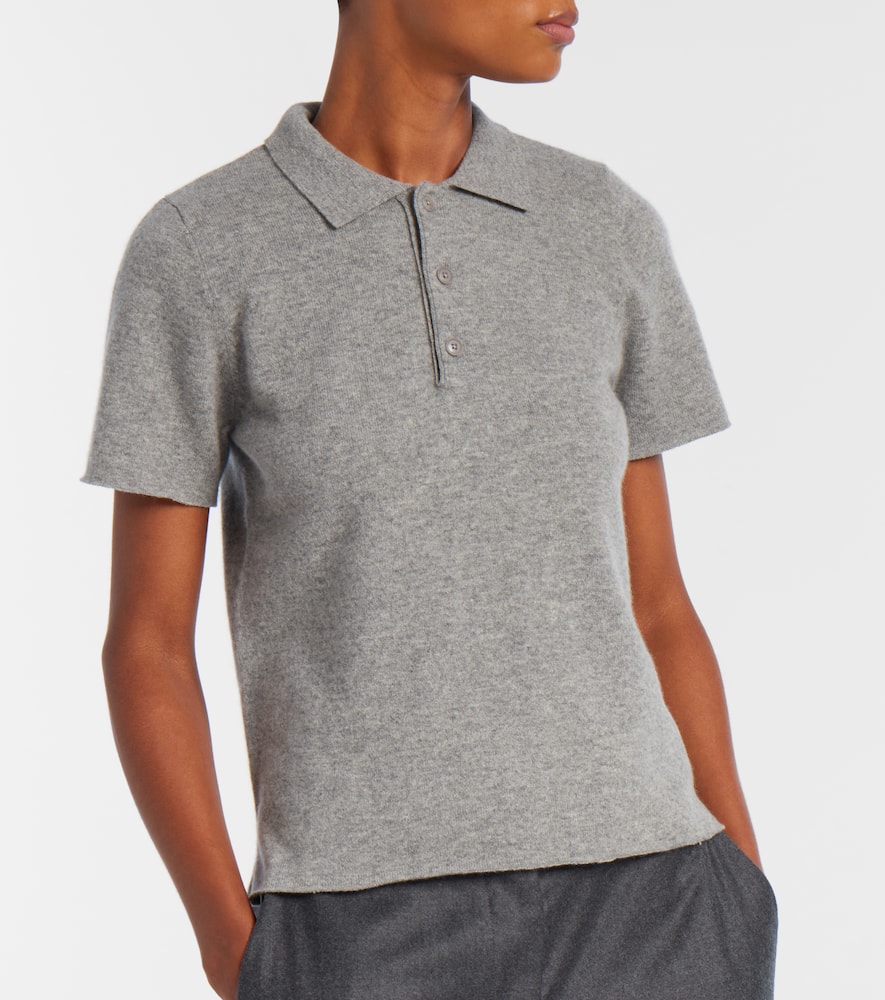 Extreme Cashmere N°198 Salamander Cashmere-blend Polo Shirt In Gray
