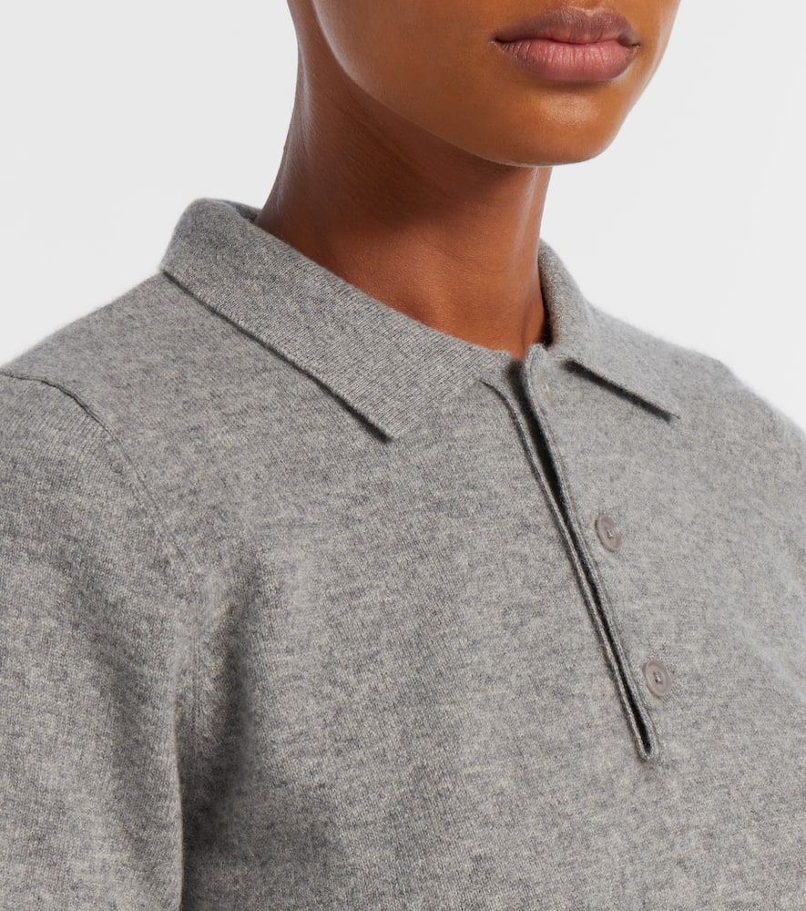 Extreme Cashmere N°198 Salamander Cashmere-blend Polo Shirt In Gray