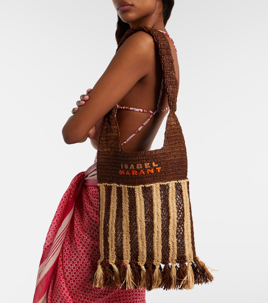 Isabel Marant Praia striped raffia tote bag