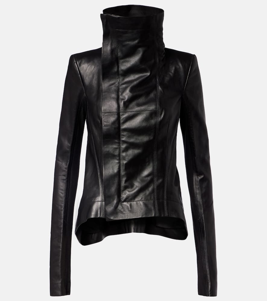 Rick Owens Naska Leather Biker Jacket In Black