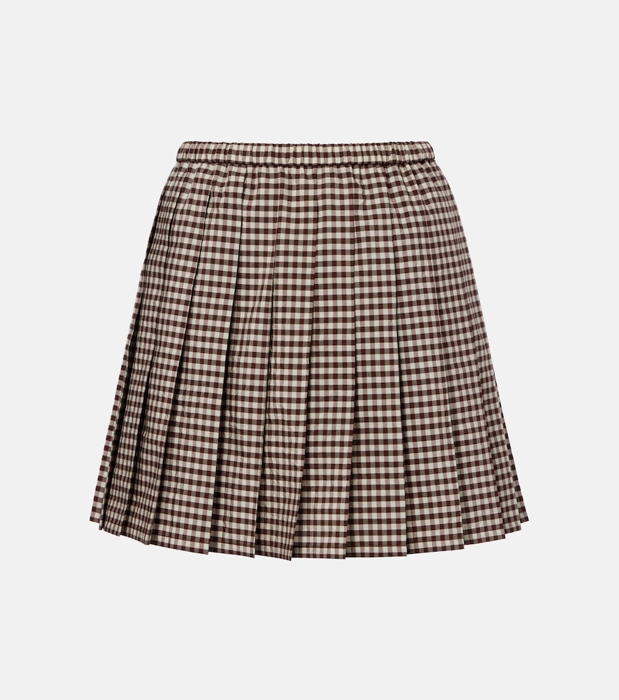 Moncler Pleated gingham cotton-blend miniskirt