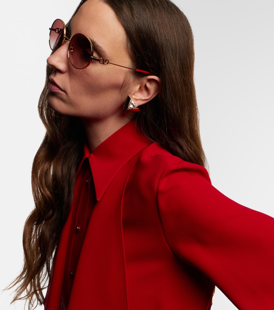  Valentino Valentino Vlogo Round Sunglasses 