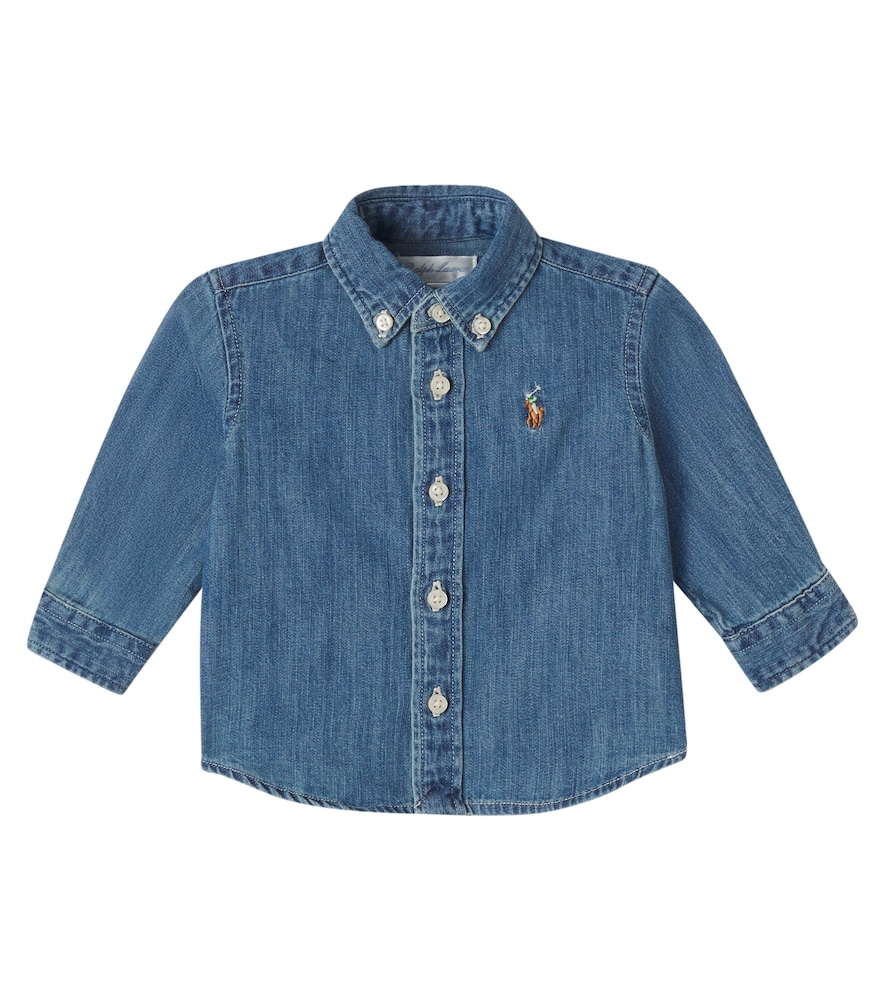 Polo Ralph Lauren Baby Hemd Aus Baumwoll-Chambray Einfarbig Kinder Blau Größe 68