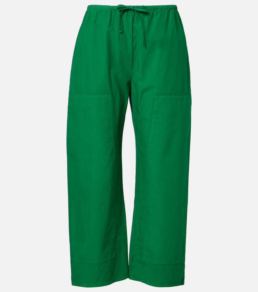 Leset Kyoto cropped cotton wide-leg pants