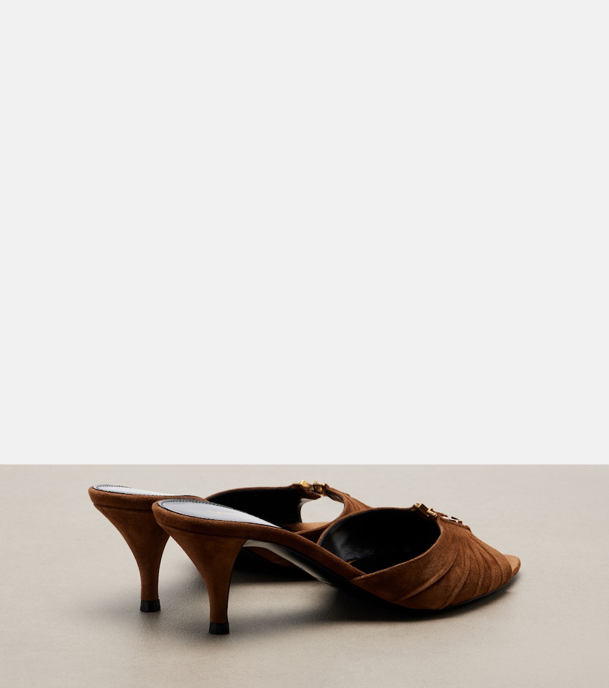  Saint Laurent Saint Laurent Babylone Cassandre Suede Mules 
