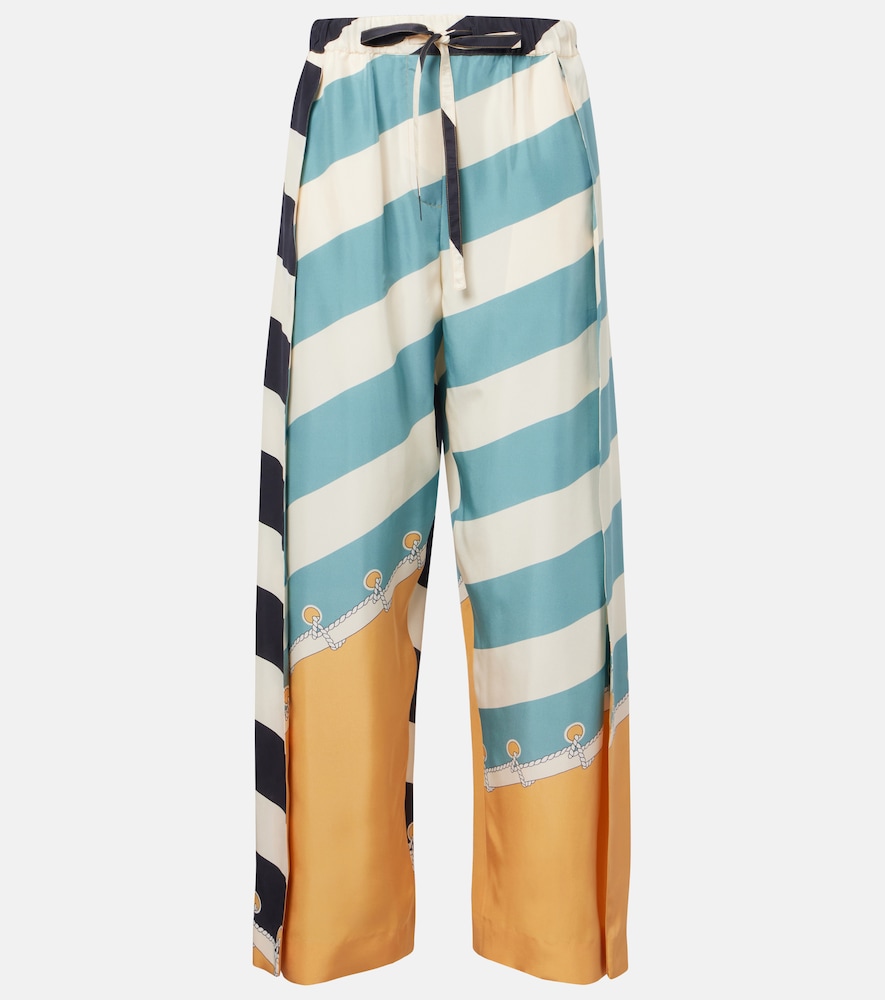 Loewe Printed Silk Wide-leg Pants In Multi